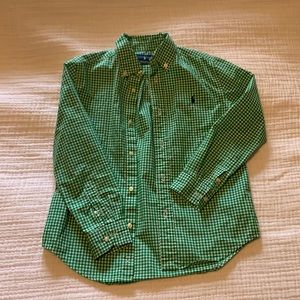 Boys Ralph Lauren green check button down